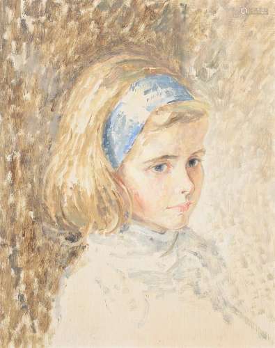 Jeremy Holt (20th century), Portrait of a girl wearing a blu...