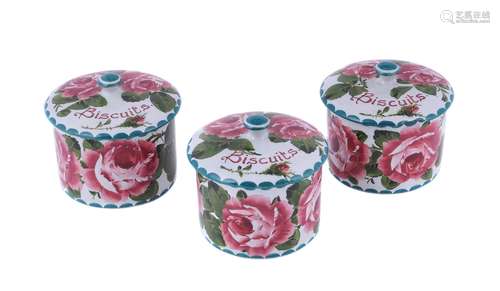 Three Wemyss (Griselda Hill) biscuit jars and covers