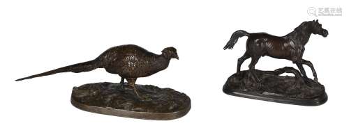 Two French patinated bronze models of animals