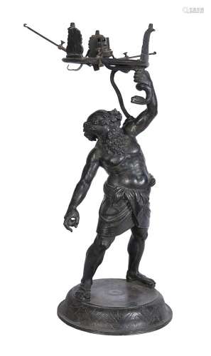 A patinated bronze model of Silenus after the Antique