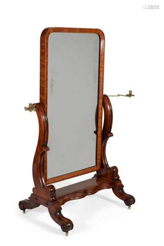 A William IV mahogany cheval mirror