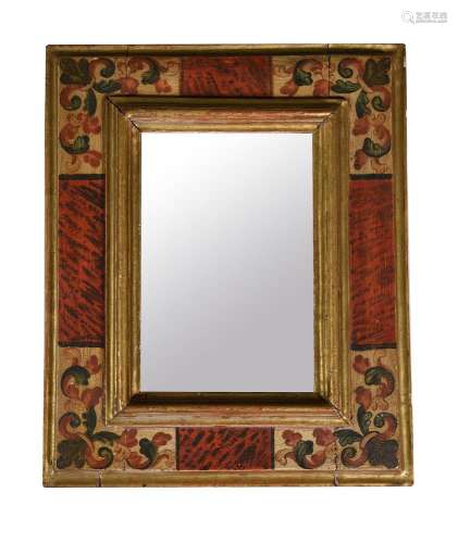 A painted wood wall mirror in Continental 18th century style
