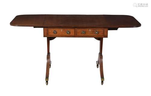 A Regency mahogany and line inlaid sofa table
