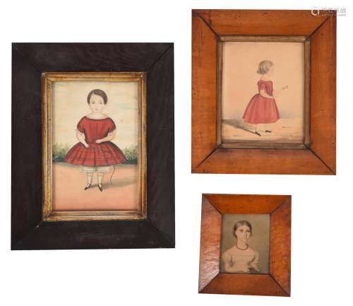 English Provincial School (19th century), Three portraits of...