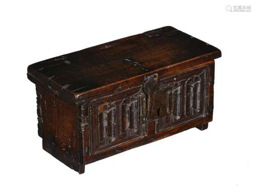 A walnut miniature coffer