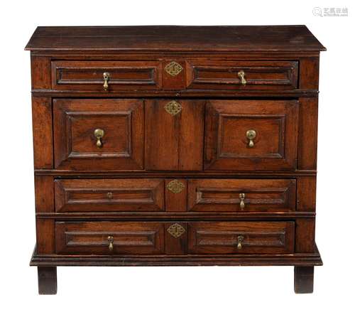 A Charles II oak chest of drawers