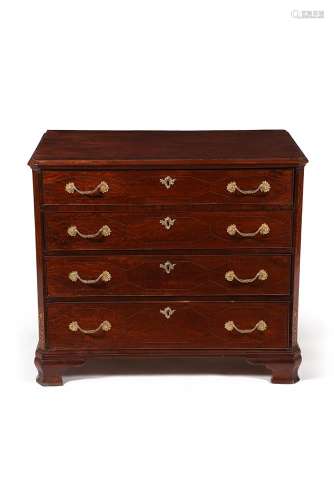 A figured mahogany and inlaid chest of drawers