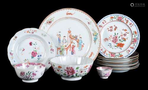 A group of Chinese Famille Rose plates