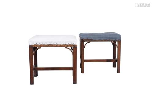 A pair of George III mahogany stools