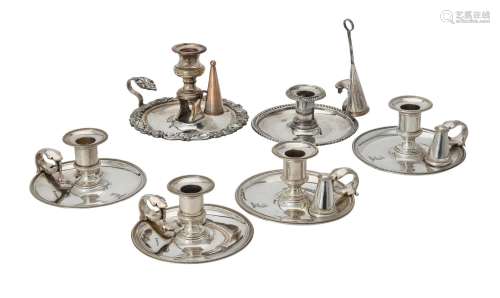 A set of four electro-plated circular chambersticks by Elkin...