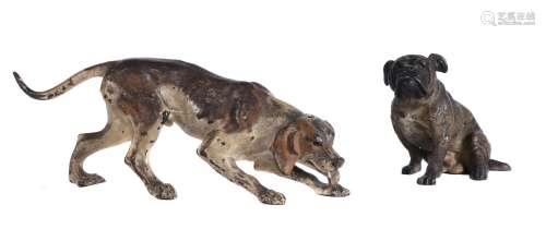 A cold-painted bronze model of a hound
