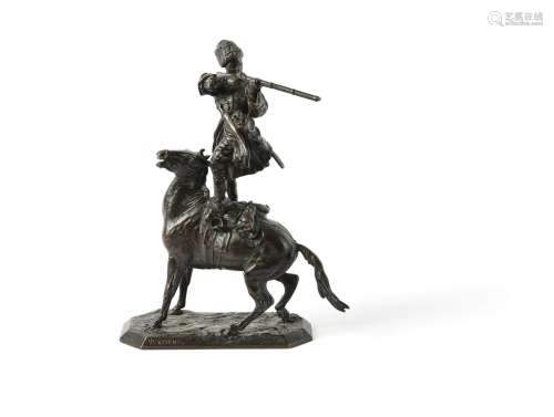 A Russian bronze group of a Circassian on Horseback