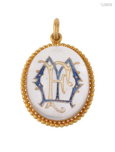 A late Victorian reverse painted intaglio pendant