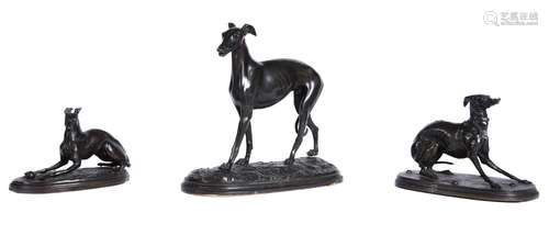 A bronze model of a whippet