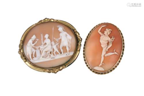 A mid Victorian shell cameo brooch