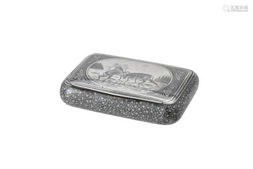 A Hungarian silver and niello oblong tobacco box