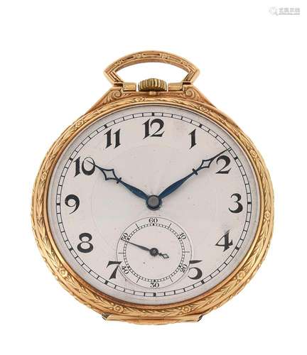 Marc Favre,18 carat gold open face keyless wind pocket watch