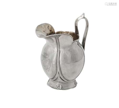 A French mid 19th century silver oviform cream jug