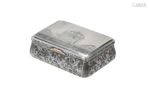 A Russian silver and niello oblong snuff box