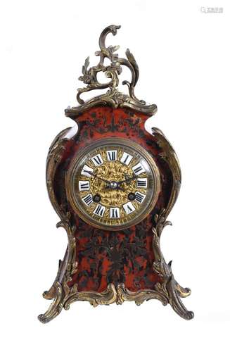 Y A tortoiseshell and gilt metal mounted mantel clock