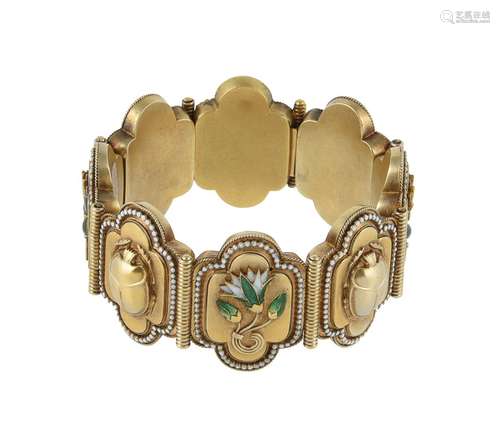 A mid Victorian silver gilt archaeological revival bracelet