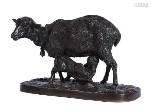 Pierre-Jules Mêne (1810-1879), a bronze animalier group of a...