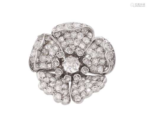 A Victorian diamond flower head brooch