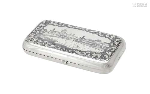 A Russian silver and niello oblong box
