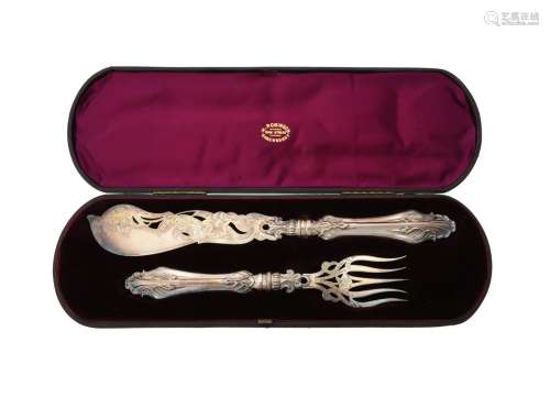 A cased pair of Victorian silver fish servers by Hilliard & ...
