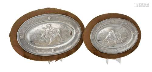 Two continental silver coloured oval dishes