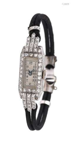 Unsigned,Lady's platinum coloured and diamond cocktail watch