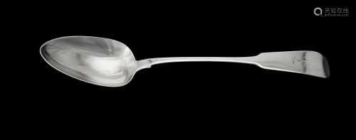 A George IV Irish silver fiddle pattern serving spoon by Jam...