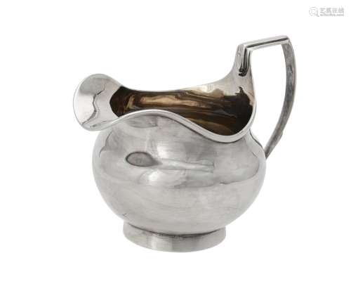 A George III silver squat bulbous cream jug by Alice & Georg...