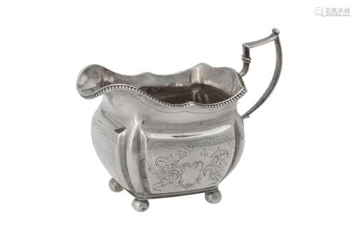 A George III Irish silver rectangular cream jug by Richard S...