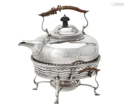 A late Victorian silver circular kettle on stand by George N...
