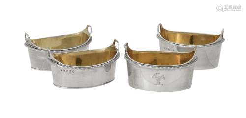 A pair of George III silver oval tub shaped salts by Richard...