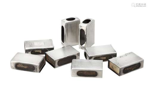 Eight silver rectangular matchbox holders