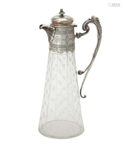 An Edwardian silver mounted etched glass claret jug by Walke...