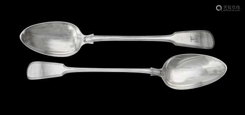 A George III silver fiddle and thread pattern serving spoon ...