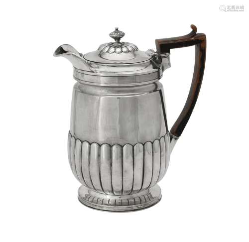 A George III silver half fluted coffee pot by Rebecca Emes a...