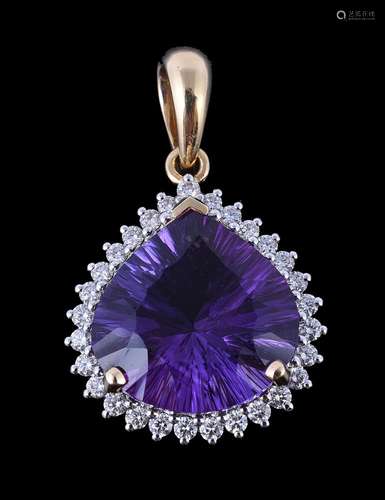 An amethyst and diamond pendant