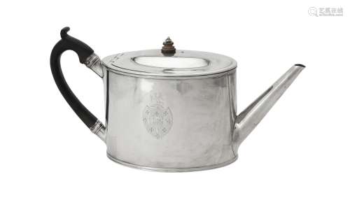 Y A George III silver straight sided oval tea pot by William...