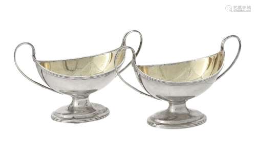 A pair of George III silver oval salts by Charles Chesterman...