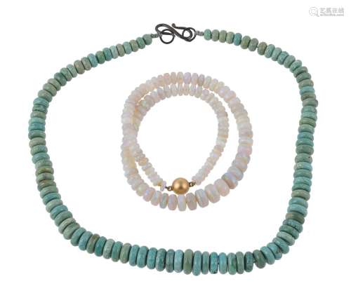 An opal bead necklace