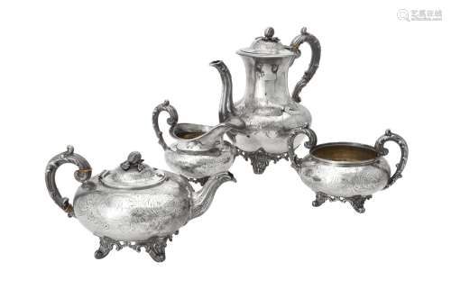 Y A Victorian silver baluster four piece tea set by Joseph &...