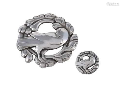 A silver coloured Dove brooch by Kristian Mohl-Hansen for Ge...