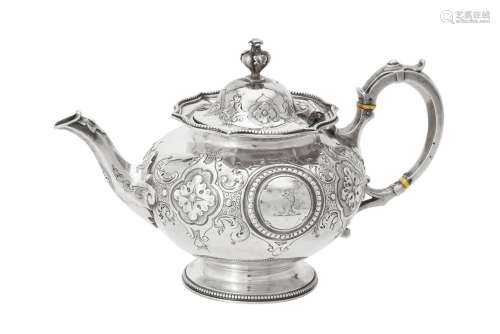 Y A Victorian silver circular tea pot