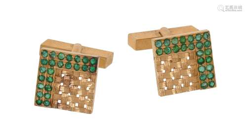 A pair of emerald cufflinks