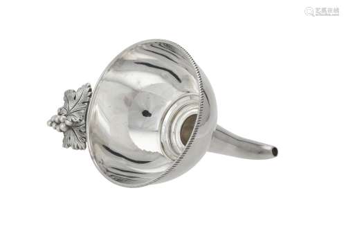 A silver wine funnel by Victoria Silverware Ltd.