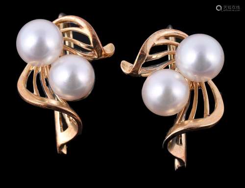 A pair of 1960s cultured pearl earrings by Mikimoto